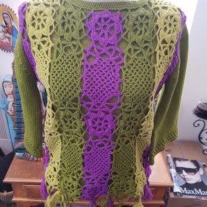 Vintage tasseled, crochet sweater